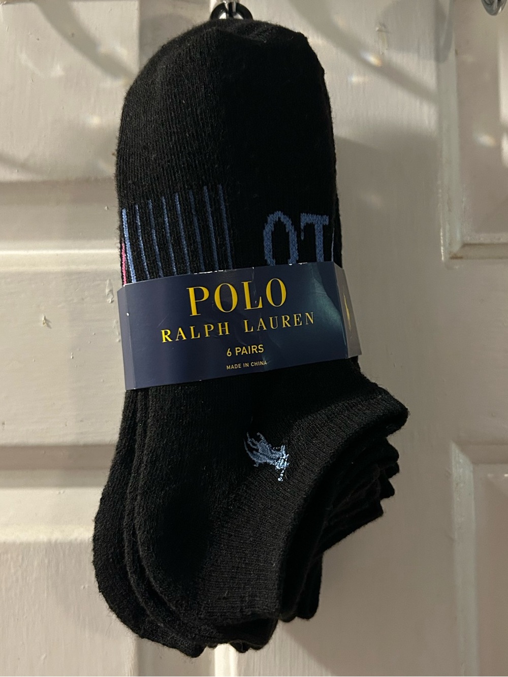 Polo by Ralph Lauren Black Low-Cut Socks with Blue Logo